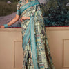 Proficient Sky Digital Printed Tussar Silk Saree With Snazzy Blouse Piece