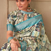 Proficient Sky Digital Printed Tussar Silk Saree With Snazzy Blouse Piece