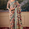 Petrichor Beige Digital Printed Tussar Silk Saree With Moiety Blouse Piece