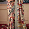 Petrichor Beige Digital Printed Tussar Silk Saree With Moiety Blouse Piece
