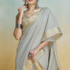 Incomparable Grey Cotton Silk Saree With Cynosure Blouse Piece