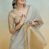 Incomparable Grey Cotton Silk Saree With Cynosure Blouse Piece