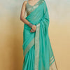 Lustrous Sea Green Cotton Silk Saree With Proficient Blouse Piece
