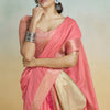 Grandiose Pink Cotton Silk Saree With Bewitching Blouse Piece
