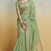 Evanescent Pista Cotton Silk Saree With Confounding Blouse Piece