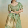 Evanescent Pista Cotton Silk Saree With Confounding Blouse Piece