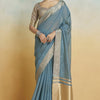 Luminous Dark Grey Cotton Silk Saree With Ailurophile Blouse Piece