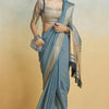Luminous Dark Grey Cotton Silk Saree With Ailurophile Blouse Piece