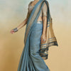 Luminous Dark Grey Cotton Silk Saree With Ailurophile Blouse Piece