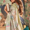 Blooming Grey Digital Printed Soft Silk Saree With Mesmeric Blouse Piece