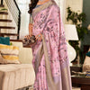 Appealing Baby Pink Digital Printed Soft Silk Saree With Stunning Blouse Piece