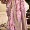 Appealing Baby Pink Digital Printed Soft Silk Saree With Stunning Blouse Piece