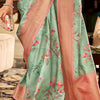 Engrossing Pista Digital Printed Soft Silk Saree With Entrancing Blouse Piece