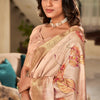 Prettiest Beige Digital Printed Soft Silk Saree With Traditional Blouse Piece