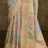 Demesne Pista Digital Printed Soft Silk Saree With Efflorescence Blouse Piece