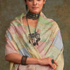 Demesne Pista Digital Printed Soft Silk Saree With Efflorescence Blouse Piece