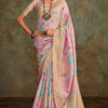 Fugacious Baby Pink Digital Printed Soft Silk Saree With Ratatouille Blouse Piece