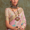 Fugacious Baby Pink Digital Printed Soft Silk Saree With Ratatouille Blouse Piece