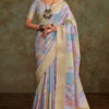 Susurrous Lavender Digital Printed Soft Silk Saree With Confounding Blouse Piece