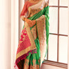 Fugacious Dark Green Soft Banarasi Silk Saree With Opulent Blouse Piece