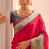 Outstanding Dark Pink Soft Banarasi Silk Saree With Desultory Blouse Piece