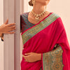 Outstanding Dark Pink Soft Banarasi Silk Saree With Desultory Blouse Piece