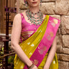 Classy Mustard Banarasi Satin Silk Saree With Unequalled Blouse