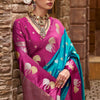 Beautiful Firozi Banarasi Satin Silk Saree With Whimsical Blouse