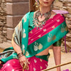 Ornate Dark Pink Banarasi Satin Silk Saree With Unique Blouse