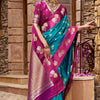 Sophisticated Rama Banarasi Satin Silk Saree With Conflate Blouse