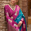 Sophisticated Rama Banarasi Satin Silk Saree With Conflate Blouse