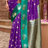 Glowing Purple Banarasi Satin Silk Saree With Glittering Blouse