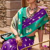 Glowing Purple Banarasi Satin Silk Saree With Glittering Blouse