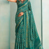 Incomparable Rama Digital Printed Soft Silk Saree With Demure Blouse Piece