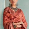 Cynosure Copper Digital Printed Soft Silk Saree With Vibrant Blouse Piece