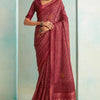 Redolent Maroon Digital Printed Soft Silk Saree With Ornate Blouse Piece