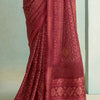 Redolent Maroon Digital Printed Soft Silk Saree With Ornate Blouse Piece
