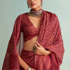 Redolent Maroon Digital Printed Soft Silk Saree With Ornate Blouse Piece