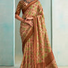 Eclat Brown Digital Printed Soft Silk Saree With Glittering Blouse Piece