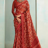 Delectable Red Digital Printed Soft Silk Saree With Exuberant Blouse Piece