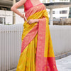 Eloquence Yellow Soft Banarasi Silk Saree With Sumptuous Blouse Piece