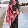 Designer Black Soft Banarasi Silk Saree With Glittering Blouse Piece