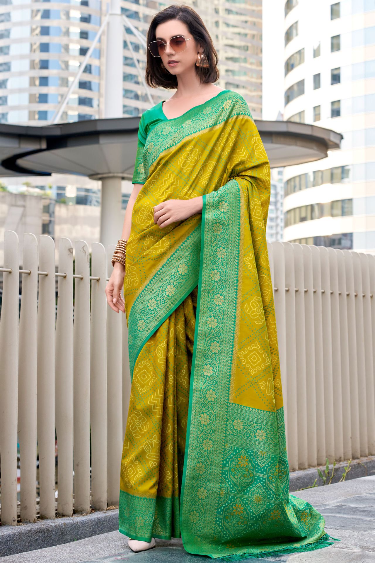 Tantalizing Mustard Soft Banarasi Silk Saree With Enticing Blouse Piece