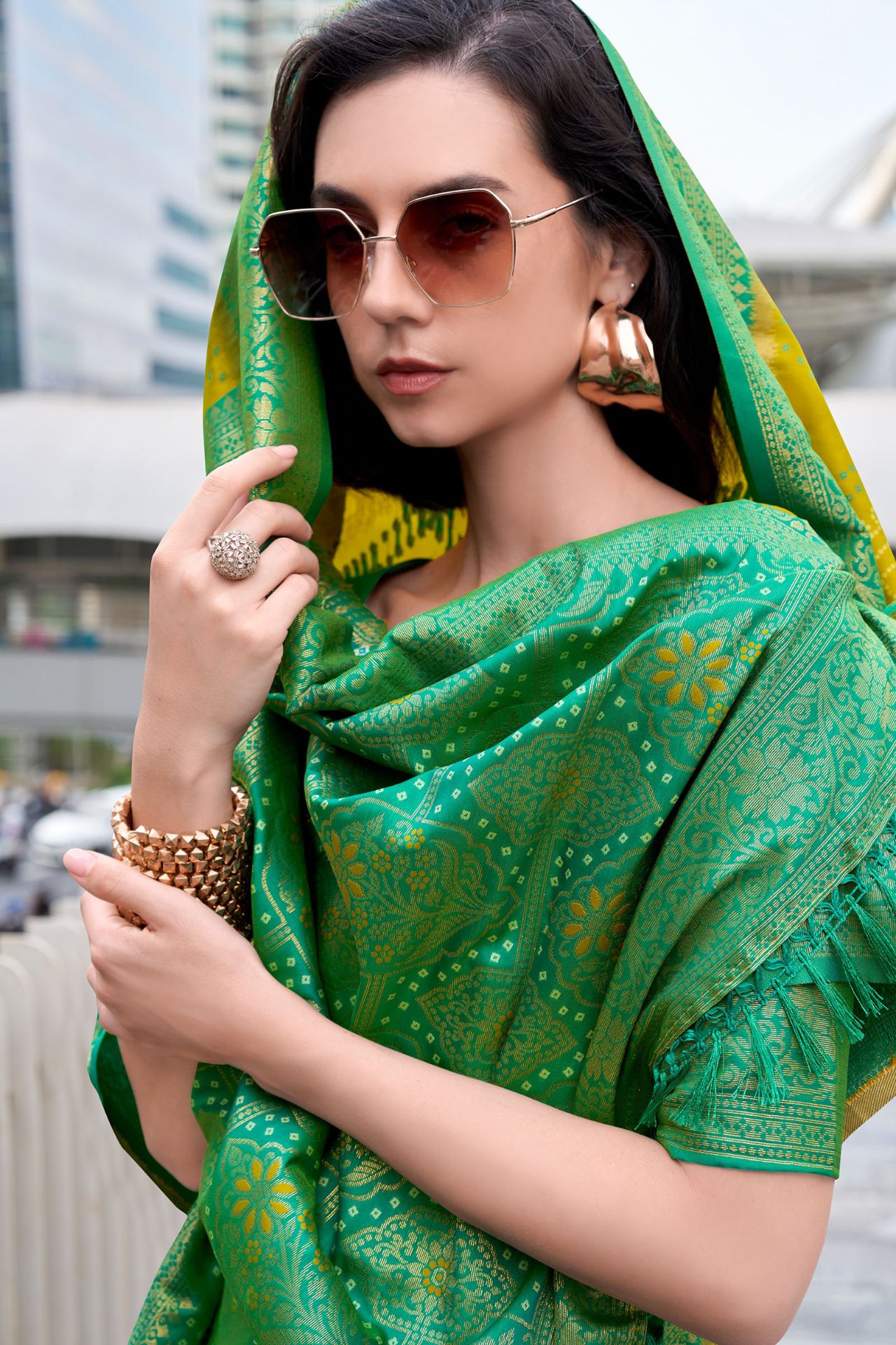 Tantalizing Mustard Soft Banarasi Silk Saree With Enticing Blouse Piece