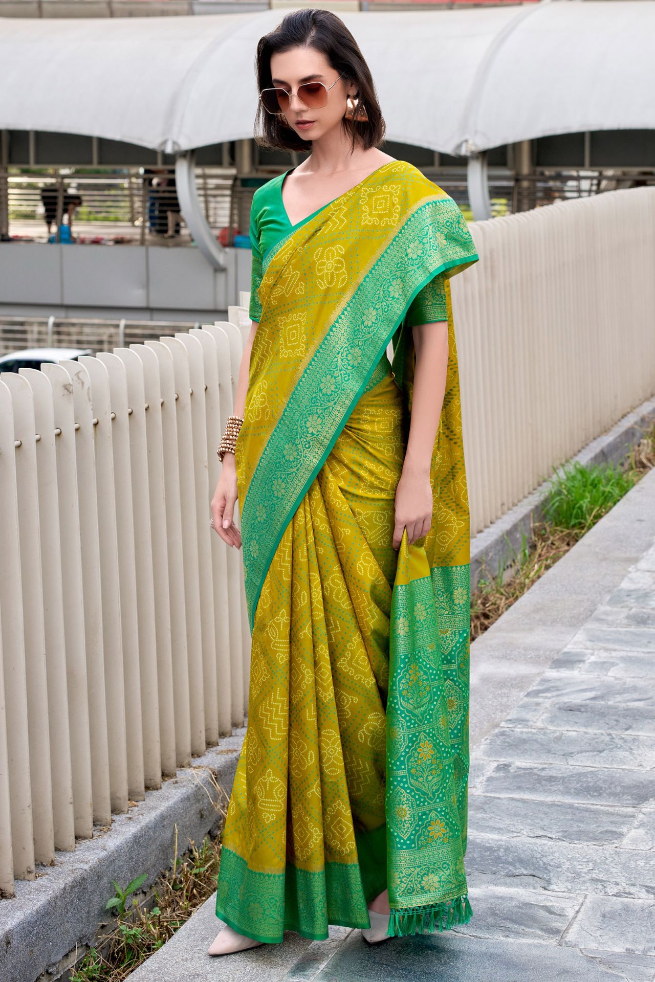 Tantalizing Mustard Soft Banarasi Silk Saree With Enticing Blouse Piece