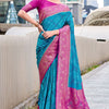 Nemesis Firozi Soft Banarasi Silk Saree With Moiety Blouse Piece
