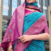 Nemesis Firozi Soft Banarasi Silk Saree With Moiety Blouse Piece