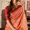 Exceptional Red Digital Printed Satin Silk Saree With Classic Blouse Piece