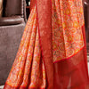 Exceptional Red Digital Printed Satin Silk Saree With Classic Blouse Piece
