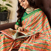 Hypnotic Orange Digital Printed Satin Silk Saree With Inspiring Blouse Piece